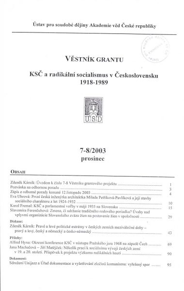 Věstník grantu KSČ a radikální socialismus v Československu 1918–1989. Sv. 7–8